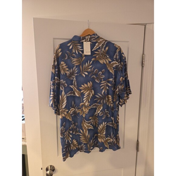 #76 Pierre Cardin Tropical  Hawaiian Button Shirt Size XL NEW WITH TAGS ! blue - Picture 3 of 6